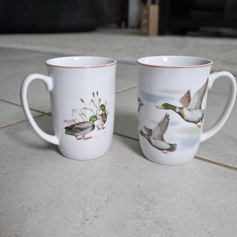 Seymour Mann Mallard Duck Coffee Mugs Set of 2 Vintage Wildlife Cabin Decor
